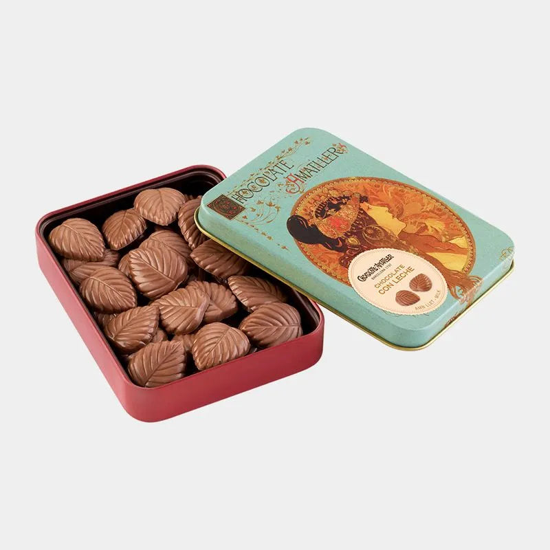 AMATLLER - Lata Hojas de Chocolate 2 tipos: con leche y cacao 70%